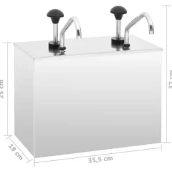 Dressingbehållare i rostfritt stål med pump - Såsförvaring | Färg: Silver | Storlek: 2 x 3,5 L