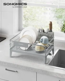 Dräneringsställ med droppbricka och bestickhållare - Stål - Dove grå