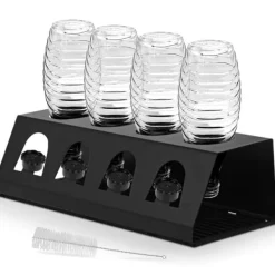 Dropphållare i rostfritt stål Droppställning för Crystal flaskhållare och Emil flaskor Streambrush med lockhållare Droppbricka Flaskor