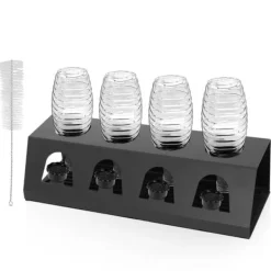 Dropphållare i rostfritt stål Droppställning för Crystal flaskhållare och Emil flaskor Streambrush med lockhållare Droppbricka Flaskor