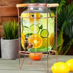 Dryckesautomater-Dryckesburk med kran och guldfärgat stativ 4,2 l