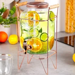 Dryckesautomater-Dryckesburk med kran och guldfärgat stativ 4,2 l