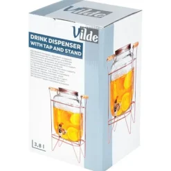 Dryckesautomater-Dryckesburk med kran och guldfärgat stativ 4,2 l