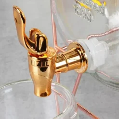 Dryckesautomater-Dryckesburk med kran och guldfärgat stativ 4,2 l + 12 glas 200 ml