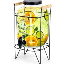 Dryckesburk med kran och stativ, svart, 5,5 l