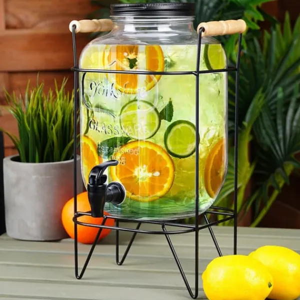 Dryckesburk med kran och stativ, svart, 5,5 l