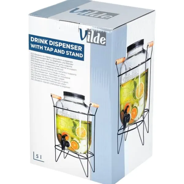 Dryckesburk med kran och stativ, svart, 5,5 l