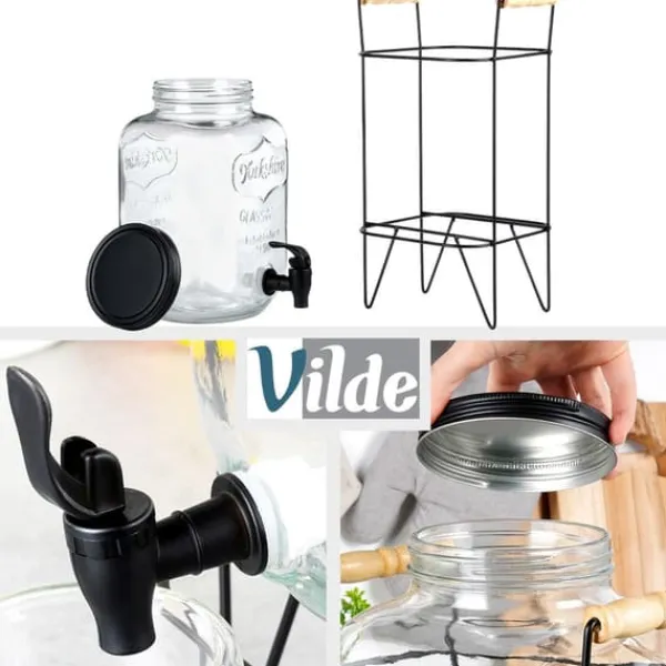 Dryckesburk med kran och stativ, svart, 5,5 l