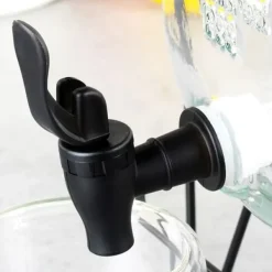 Dryckesburk med kran och stativ, svart, 4,2 l + 12 glas, 200 ml