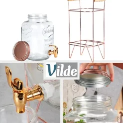 Dryckesautomater-Dryckesburk Stor dispenserburk i glas med kran och stativ 5,5L