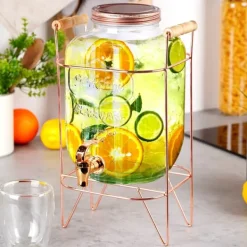 Dryckesautomater-Dryckesburk Stor dispenserburk i glas med kran och stativ 5,5L