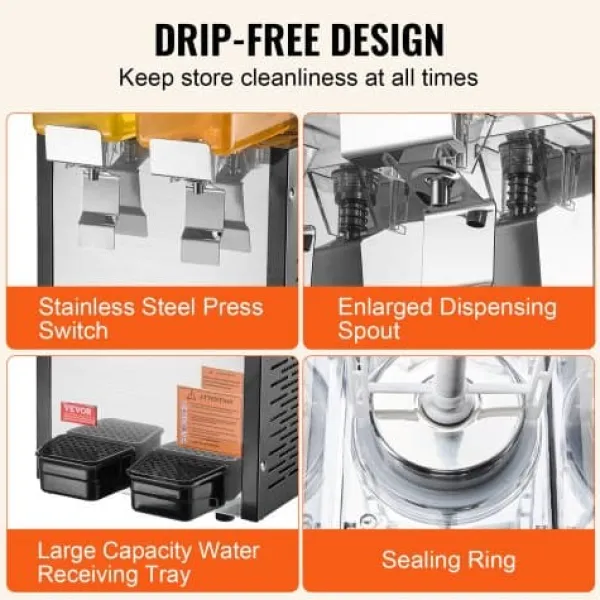 Dryckesdispenser, 20 L, 33x40,5x69 cm, rostfritt stål