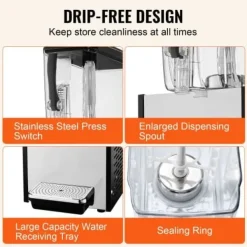 Dryckesautomater-Dryckesdispenser, 12 L, 22,5x43x68 cm, Rostfritt stål