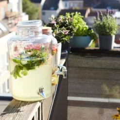 Dryckesdispenser - POINT-VIRGULE - Glas med Kran - 8L - För Cocktails och Iste