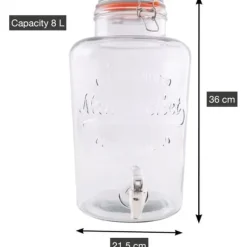 Dryckesdispenser - POINT-VIRGULE - Glas med Kran - 8L - För Cocktails och Iste