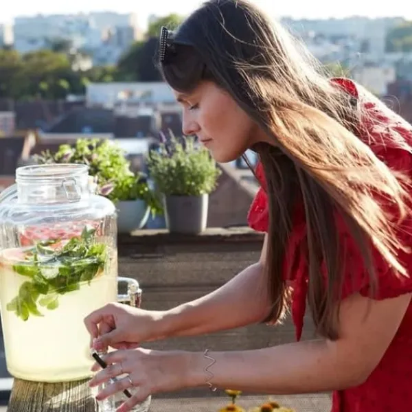 Dryckesdispenser - POINT-VIRGULE - Glas med Kran - 8L - För Cocktails och Iste