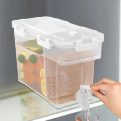 Dryckesdispenser - Vattendispenser för kylskåp 3,5 L - Dubbel behållare - Kran - Avdelare - Vit