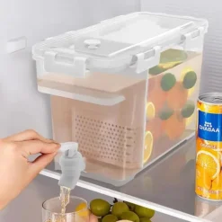 Dryckesdispenser - Vattendispenser för kylskåp 3,5 L - Dubbel behållare - Kran - Avdelare - Vit