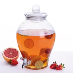 Dryckesdispenser, glas, 23x35 cm, återanvändbar, säker lock, bred öppning