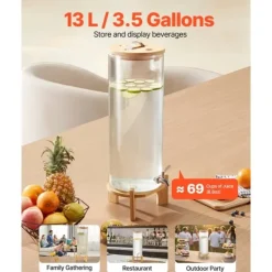 Dryckesdispenser 13L, Fester Glasdispenser, inkluderar Stativ, Idealisk för Hem och Evenemang
