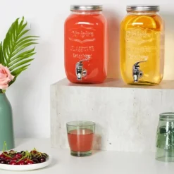 Dryckesdispenser Set, 26x13.5x19.5 cm, Transparent, Silver