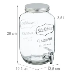 Dryckesdispenser Set, 26x13.5x19.5 cm, Transparent, Silver