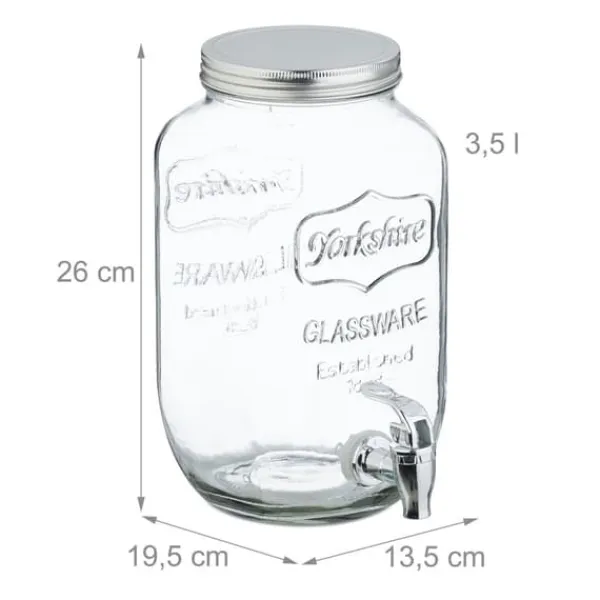 Dryckesdispenser Set, 26x13.5x19.5 cm, Transparent, Silver