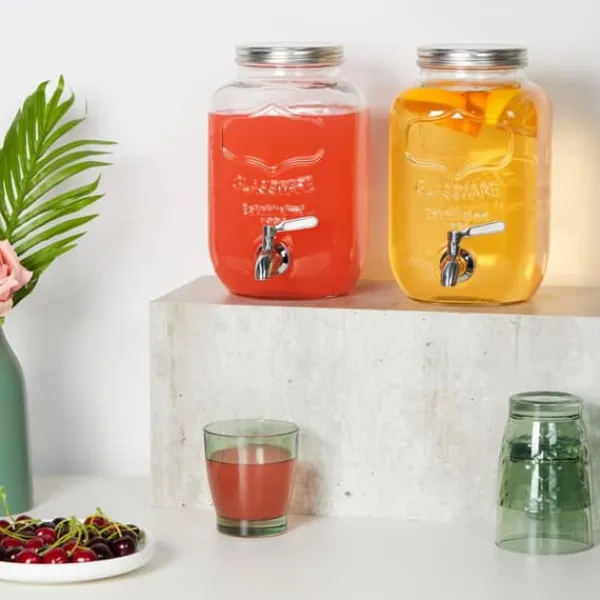 Dryckesdispenser set, 25x15x22 cm, Klar, Silver