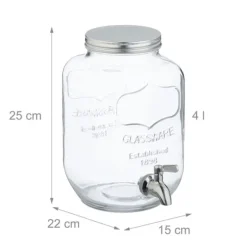Dryckesdispenser set, 25x15x22 cm, Klar, Silver
