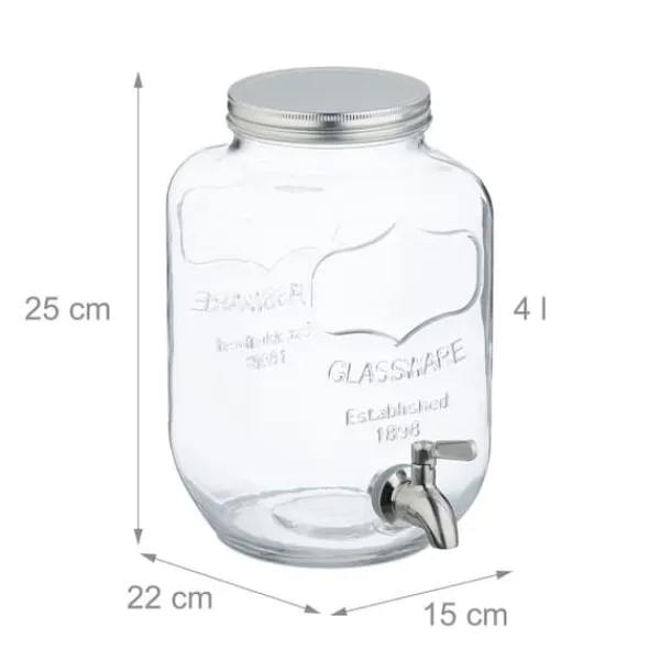 Dryckesdispenser set, 25x15x22 cm, Klar, Silver