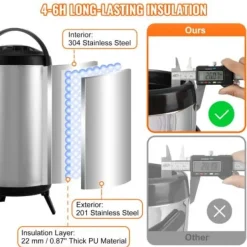 Dryckesautomater-Dryckesdispenser, 24x47,5 cm, rostfritt stål, isolerad