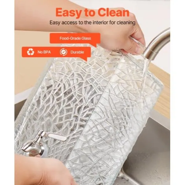 Dryckesdispenser, 40x21x21 cm, 10L, Glas, Transparent, Metallställ