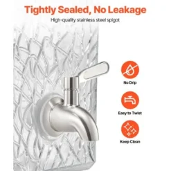 Dryckesdispenser, 40x21x21 cm, 10L, Glas, Transparent, Metallställ