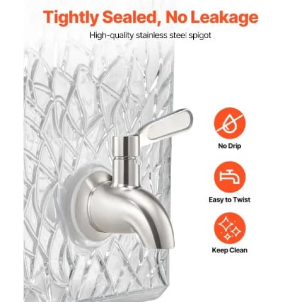 Dryckesdispenser, 40x21x21 cm, 10L, Glas, Transparent, Metallställ