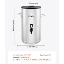 Dryckesautomater-Dryckesdispenser 34x37,5x51 cm rostfritt stål