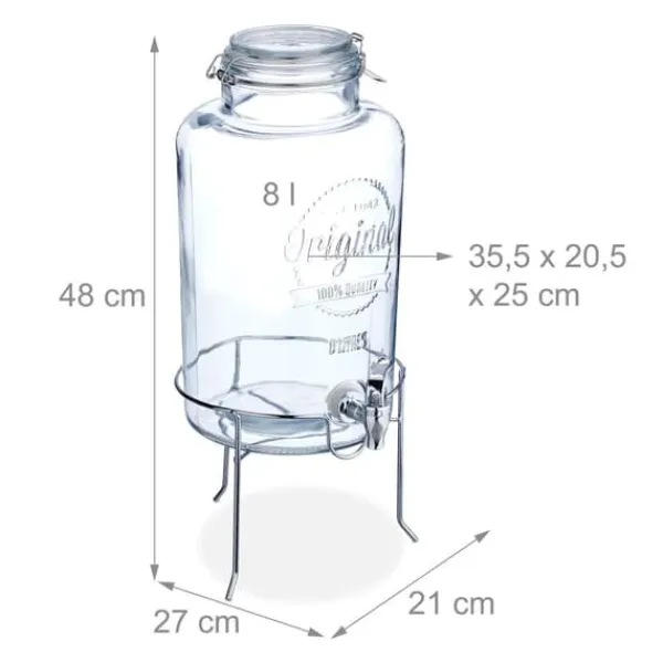 Dryckesautomater-Dryckesdispenser, 48x21x27 cm, Transparent, Silver