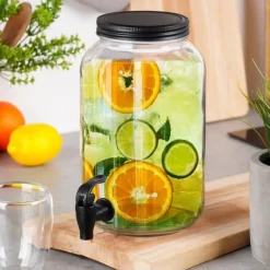 Dryckesautomater-Dryckesdispenserburk i glas med kran 3,2L