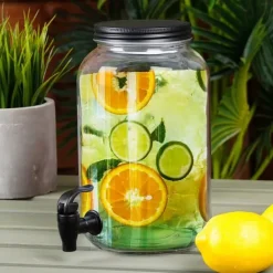 Dryckesautomater-Dryckesdispenserburk i glas med kran 3,2L