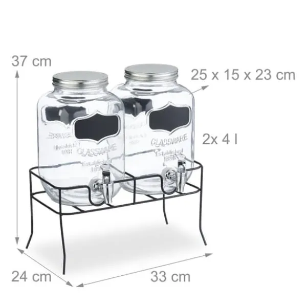 Dryckesdispenser-set, 37x33x24 cm, Klar