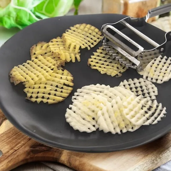 Dubbel stål Julienne Peeler Skalare kökskniv för grönsaker och frukt