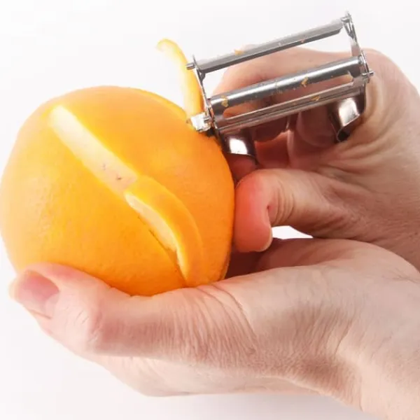 Dubbel stål Julienne Peeler Skalare kökskniv för grönsaker och frukt