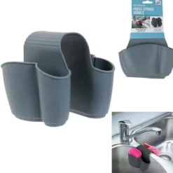 DUBBEL SVAMPHÅLLARE för diskho, grå med hål