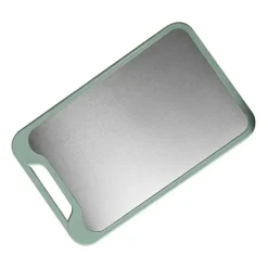 Skärbrädor-Dubbelsidig Köksskärbräda 304 Rostfritt Stål Skärbräda För Kök Kött Grönsaker Frukt Fisk Ost Grön Liten Storlek