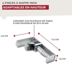 Dukhängare - Fackelmann - 61503 - Rostfritt stål - Justerbar 18-55 mm - Set med 4 delar