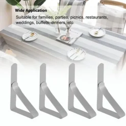 Dukclips & -Vikter-Dukklämmor i rostfritt stål - set med 4, halksäkra bordshållare, 10,5*7 cm