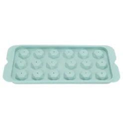 Isformar-Easy Deforming Ice Cube-bricka - Livsmedelsklassad PP-iskubform med lock - Söt iskubbricka för kylskåp - Diamond 18 Grids Blue