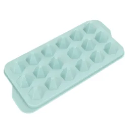 Isformar-Easy Deforming Ice Cube-bricka - Livsmedelsklassad PP-iskubform med lock - Söt iskubbricka för kylskåp - Diamond 18 Grids Blue