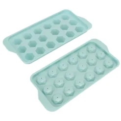 Isformar-Easy Deforming Ice Cube-bricka - Livsmedelsklassad PP-iskubform med lock - Söt iskubbricka för kylskåp - Diamond 18 Grids Blue