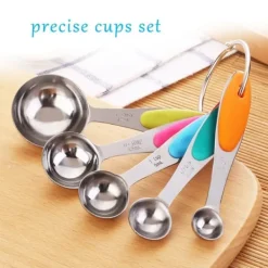 Ejoyous 10-delade måttkoppar och skedar i rostfritt stål med silikonhandtag Köksmått