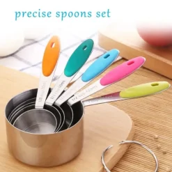 Ejoyous 10-delade måttkoppar och skedar i rostfritt stål med silikonhandtag Köksmått